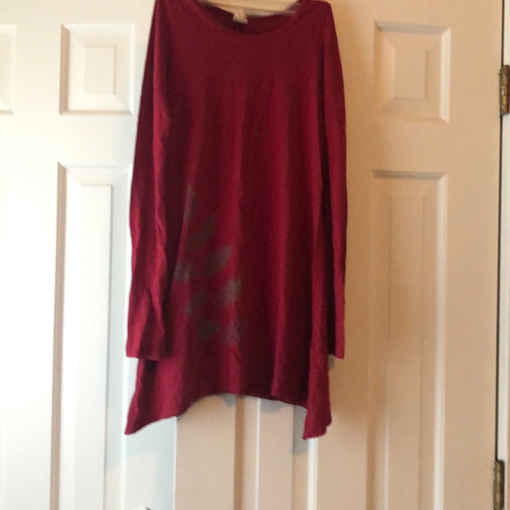 Red long sleeved top